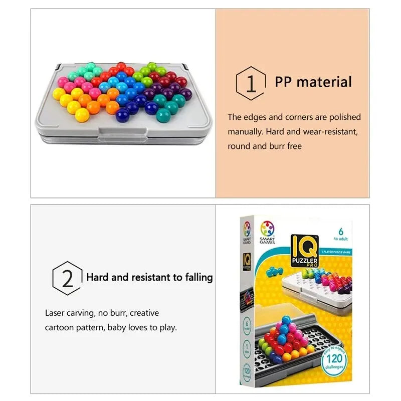 120 Challenges IQ 3D Puzzle Board Game Classic Pyramid Plate Pearl Logical Mind For Children Pyramid Beads Montessori Toys Gifts - My Store