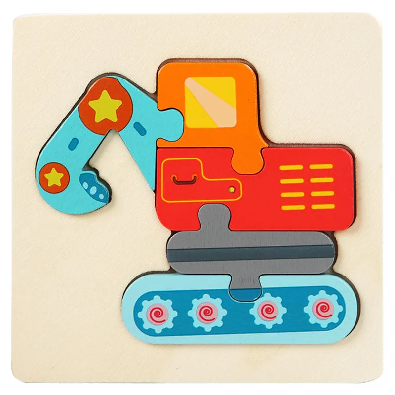 Wooden Puzzle Montessori Animals Carton Colorful Learning Education Toys Tangram Jigzaw Cognitive Wood For Children Kids Gift - My Store