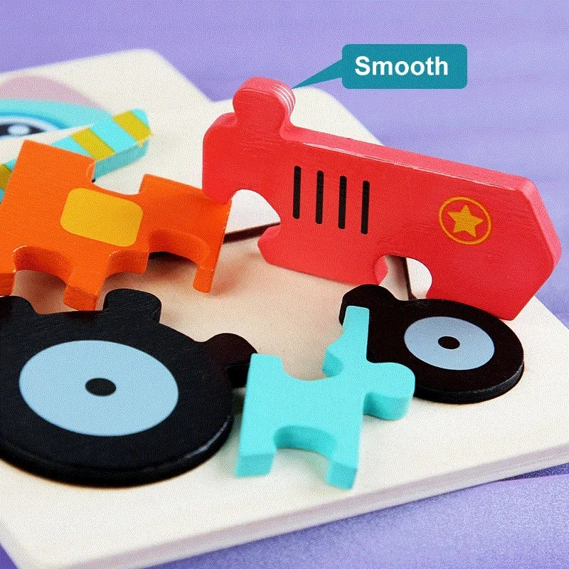 Wooden Puzzle Montessori Animals Carton Colorful Learning Education Toys Tangram Jigzaw Cognitive Wood For Children Kids Gift - My Store