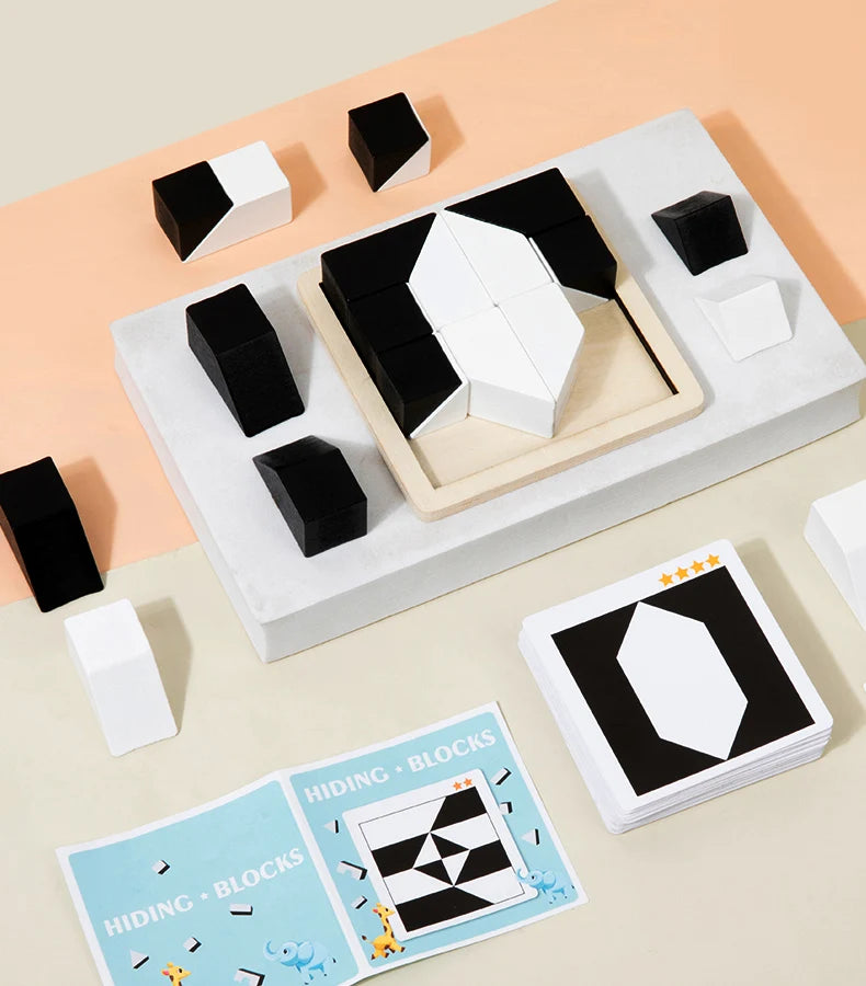 Wooden 3D Jigsaw Puzzle Montessori Geometric Shape Puzzles Building Blocks Kids Educational Logical Thinking Training Kids Gift - My Store