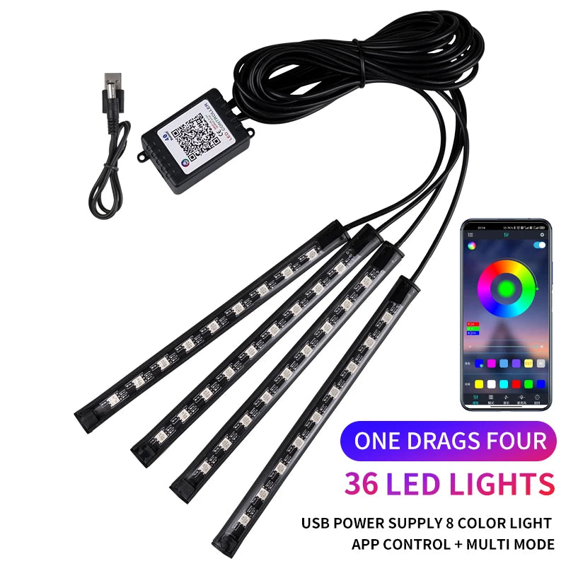 RGB Neon LED Car Interior Light Kit - MartHub
