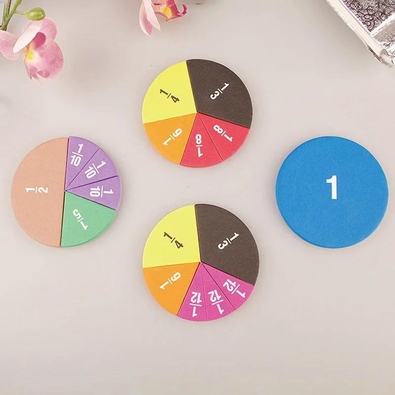 51Pcs Fractions Math Teaching Tool EVA Round Shape Instrument Kids Montessori Early Educational Math Development STEM Toy Gifts - My Store