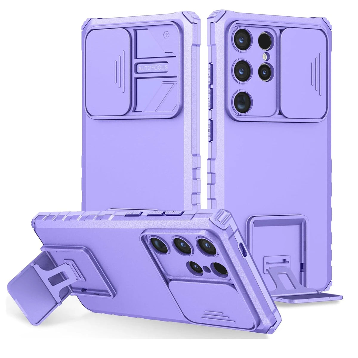 with Kickstand Slide Camera Lens Cover Rugged Shockproof Protection Cover Phone Case for Samsung GalaxyS24/S23/S22/S21Ultra/Plus - My Store
