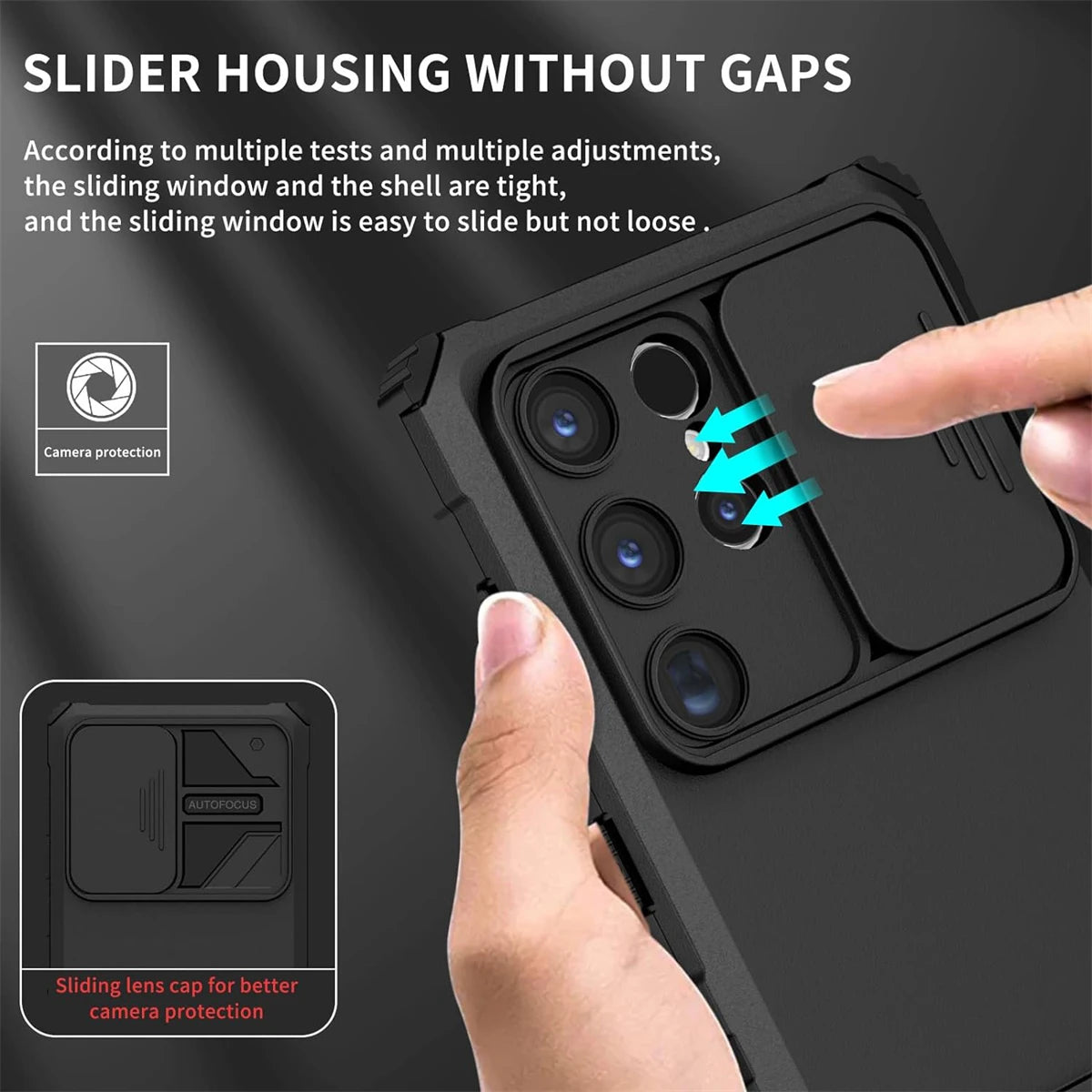 with Kickstand Slide Camera Lens Cover Rugged Shockproof Protection Cover Phone Case for Samsung GalaxyS24/S23/S22/S21Ultra/Plus - My Store