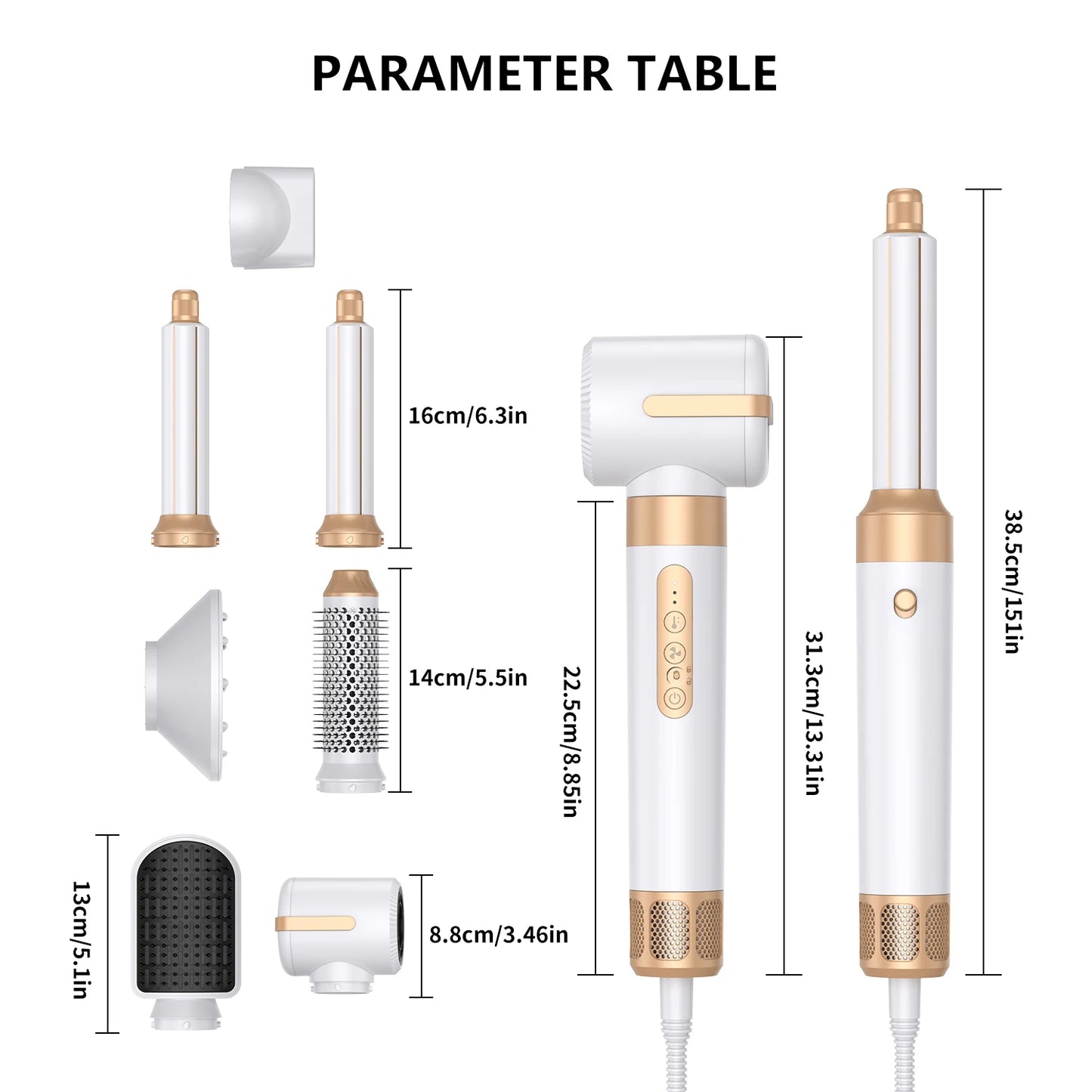 7 In 1 Hair Dryer Brush Brushless High Speed Hair Dryer with Diffuser Ionic Blow Dryer Hot Air Styling Comb Auto Hair Curler - My Store