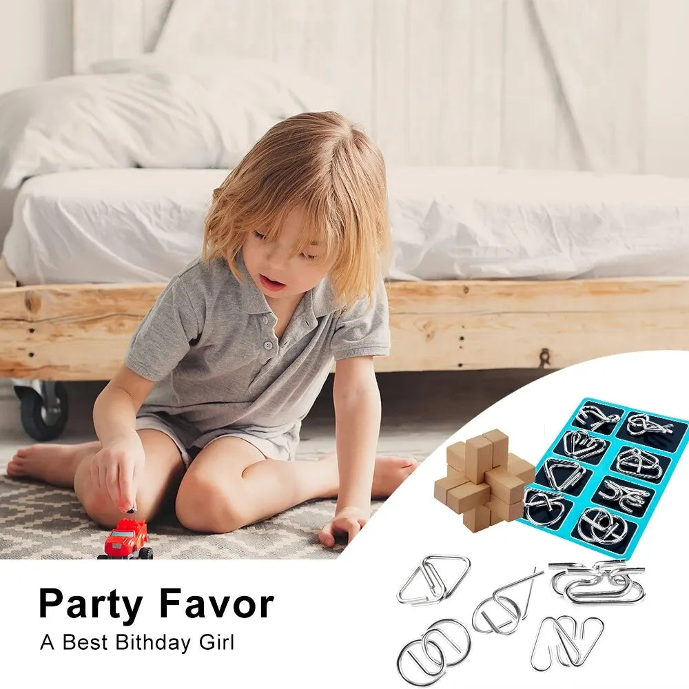 8 Pcs Montessori Series Metal Educational Toys Intelligence Interactive Game Unlock Widgets Kids Stress Relief Unique Toy - My Store