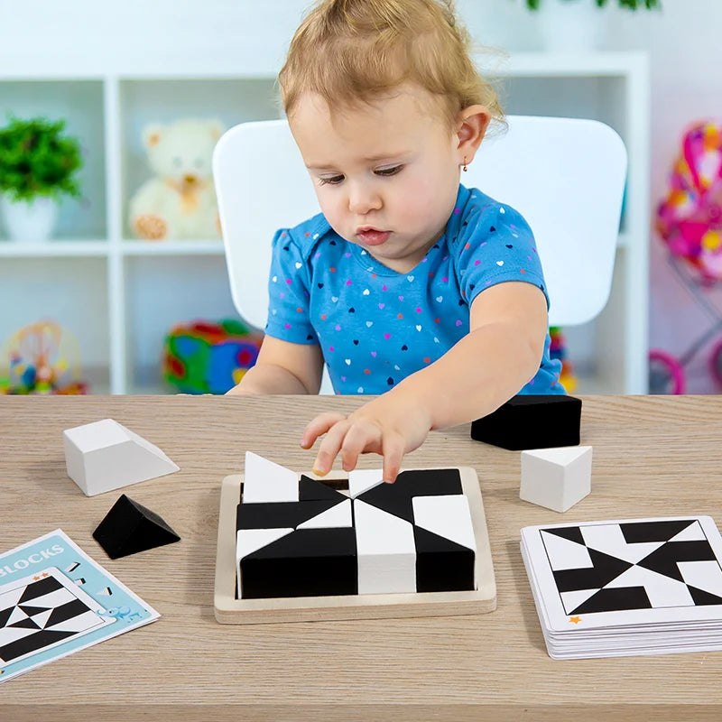 Wooden 3D Jigsaw Puzzle Montessori Geometric Shape Puzzles Building Blocks Kids Educational Logical Thinking Training Kids Gift - My Store