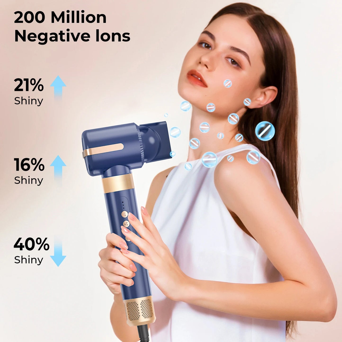 7 In 1 Hair Dryer Brush Brushless High Speed Hair Dryer with Diffuser Ionic Blow Dryer Hot Air Styling Comb Auto Hair Curler - My Store
