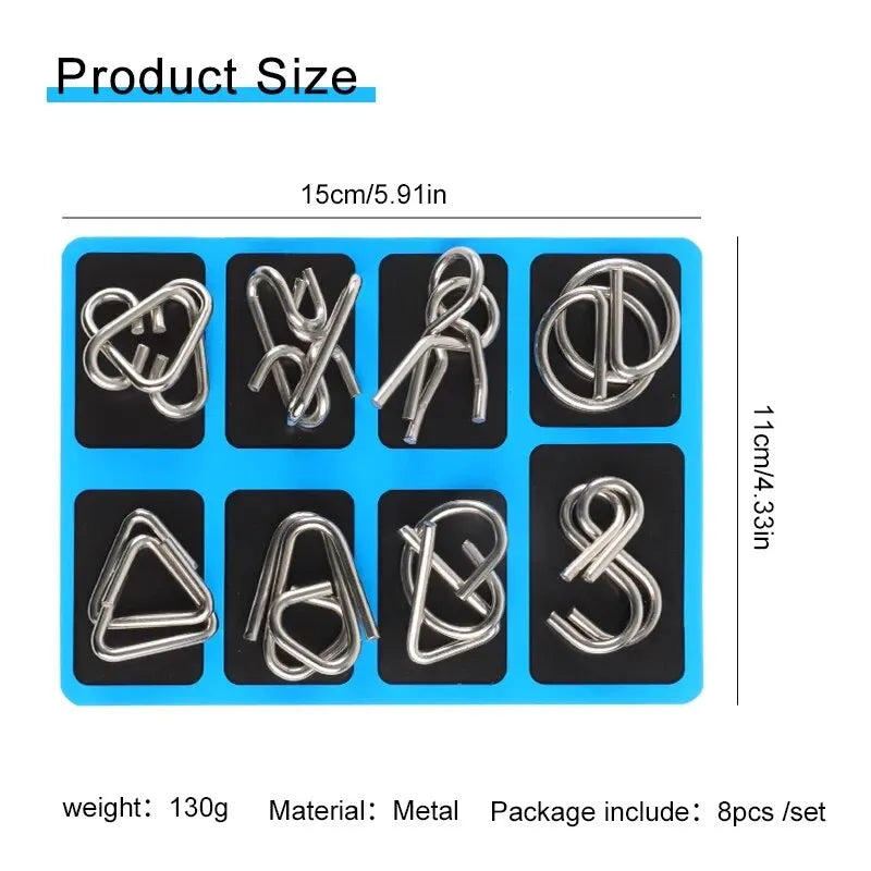 8 Pcs Montessori Series Metal Educational Toys Intelligence Interactive Game Unlock Widgets Kids Stress Relief Unique Toy - My Store