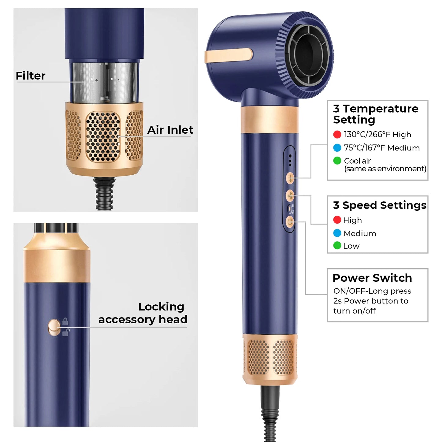 7 In 1 Hair Dryer Brush Brushless High Speed Hair Dryer with Diffuser Ionic Blow Dryer Hot Air Styling Comb Auto Hair Curler - My Store