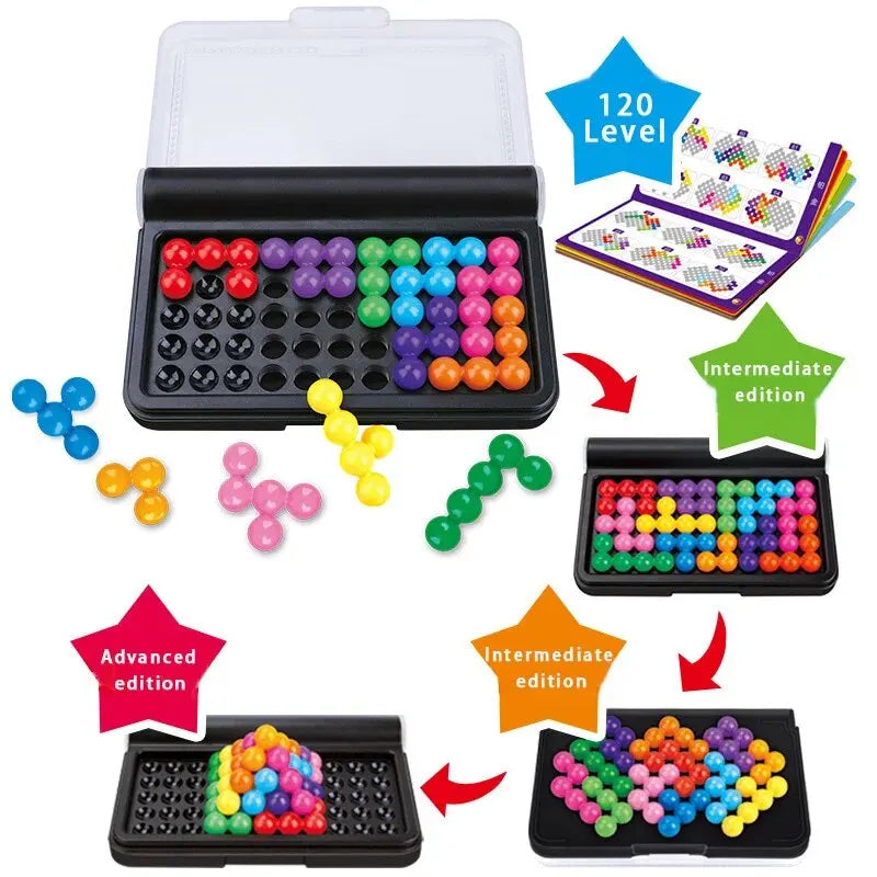 120 Challenges IQ 3D Puzzle Board Game Classic Pyramid Plate Pearl Logical Mind For Children Pyramid Beads Montessori Toys Gifts - My Store