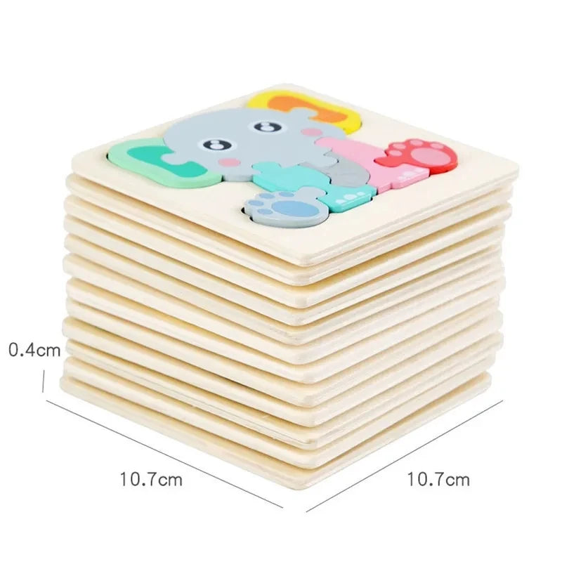 Wooden Puzzle Montessori Animals Carton Colorful Learning Education Toys Tangram Jigzaw Cognitive Wood For Children Kids Gift - My Store