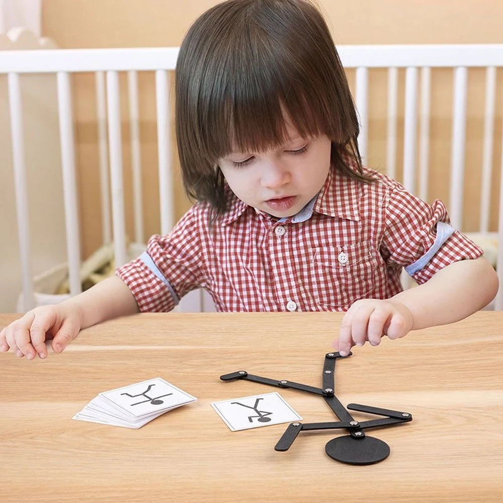 Kids Montessori Toys Wooden Early Learning Educational Puzzles Sporty Pose Jigsaw Improve Hands-on Skill Busy Board Gifts - My Store