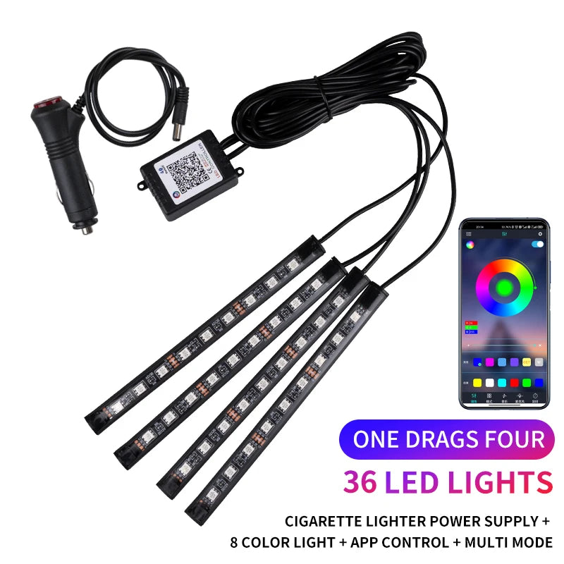 RGB Neon LED Car Interior Light Kit - MartHub