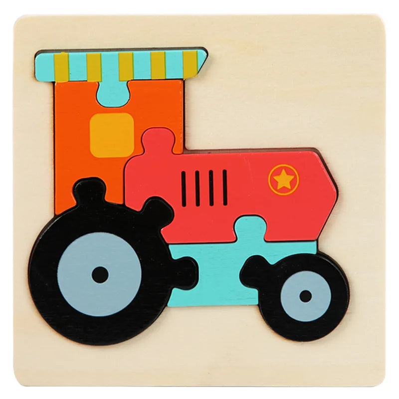 Wooden Puzzle Montessori Animals Carton Colorful Learning Education Toys Tangram Jigzaw Cognitive Wood For Children Kids Gift - My Store