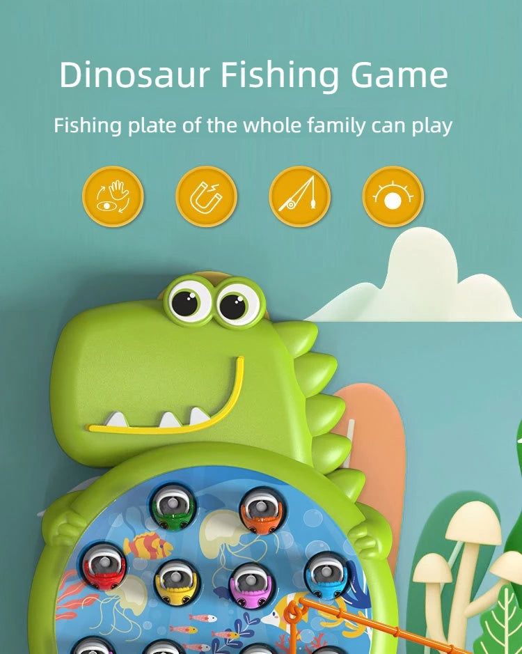 Dinosaur Simple Magnetic Fishing Toys Play Rod Game Toys for Children Baby Montessori with Rod Kids Educational Rotating Gift - My Store