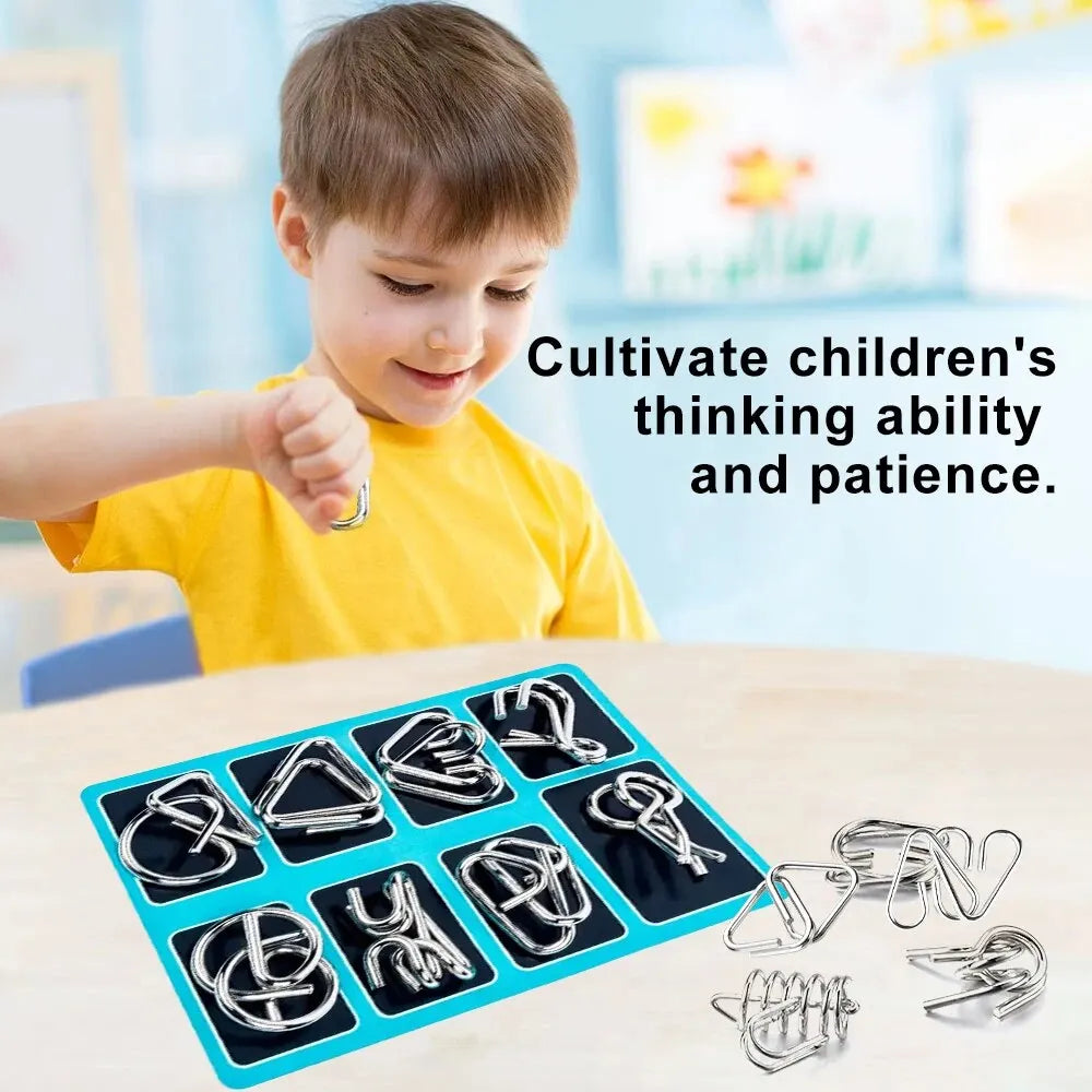 8 Pcs Montessori Series Metal Educational Toys Intelligence Interactive Game Unlock Widgets Kids Stress Relief Unique Toy - My Store