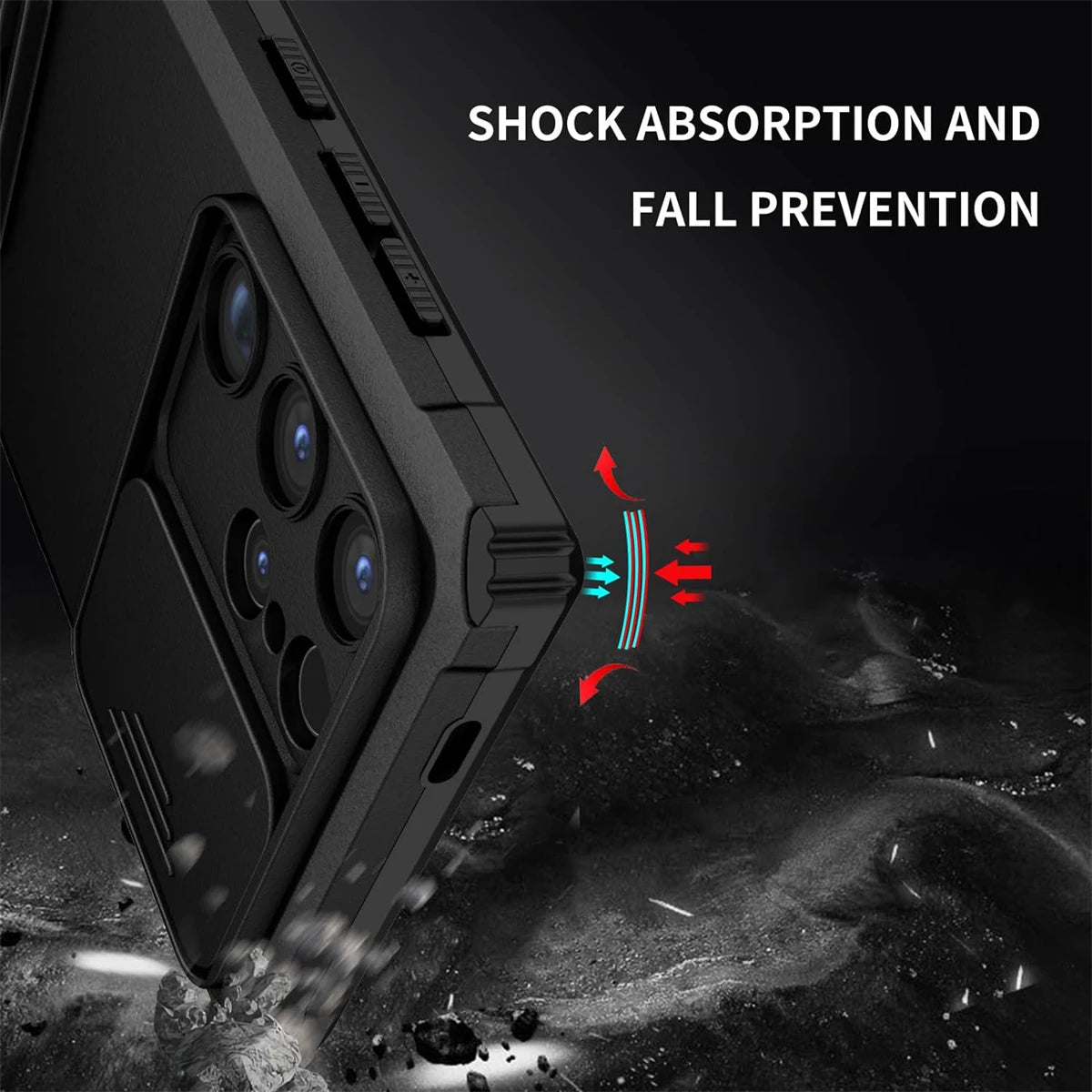 with Kickstand Slide Camera Lens Cover Rugged Shockproof Protection Cover Phone Case for Samsung GalaxyS24/S23/S22/S21Ultra/Plus - My Store