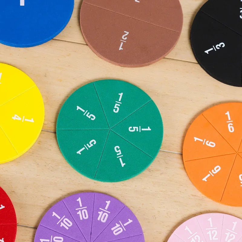 51Pcs Fractions Math Teaching Tool EVA Round Shape Instrument Kids Montessori Early Educational Math Development STEM Toy Gifts - My Store