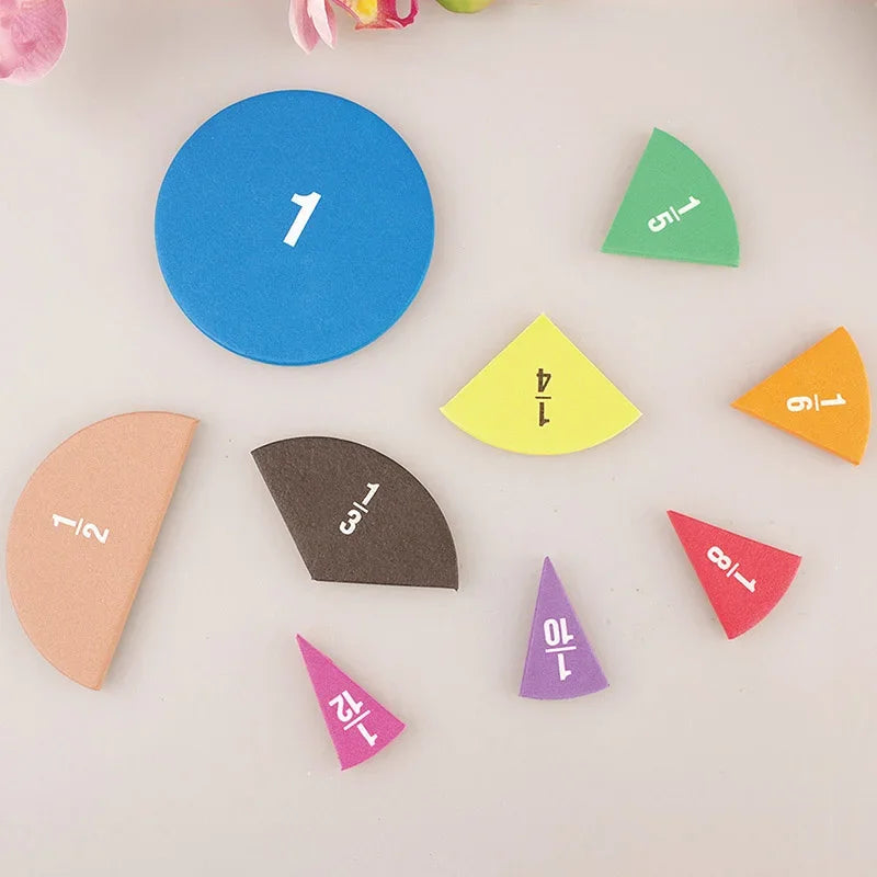 51Pcs Fractions Math Teaching Tool EVA Round Shape Instrument Kids Montessori Early Educational Math Development STEM Toy Gifts - My Store