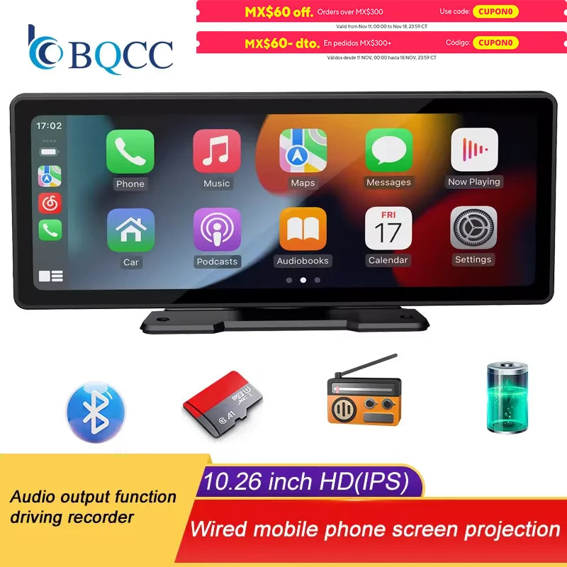 Portable 10.26" Wireless CarPlay & Reversing Camera - MartHub