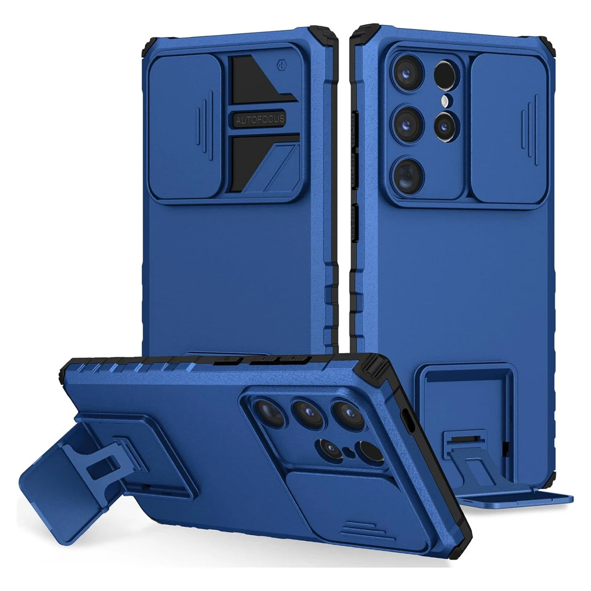 with Kickstand Slide Camera Lens Cover Rugged Shockproof Protection Cover Phone Case for Samsung GalaxyS24/S23/S22/S21Ultra/Plus - My Store