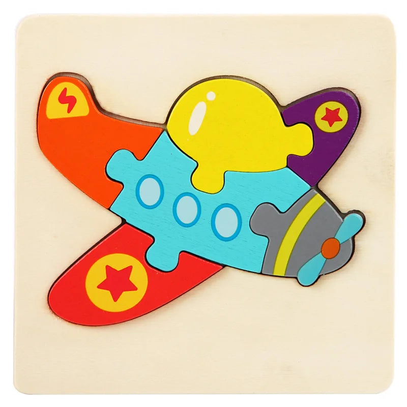 Wooden Puzzle Montessori Animals Carton Colorful Learning Education Toys Tangram Jigzaw Cognitive Wood For Children Kids Gift - My Store