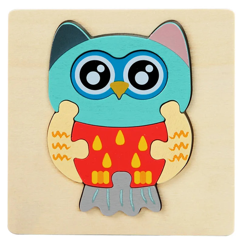Wooden Puzzle Montessori Animals Carton Colorful Learning Education Toys Tangram Jigzaw Cognitive Wood For Children Kids Gift - My Store