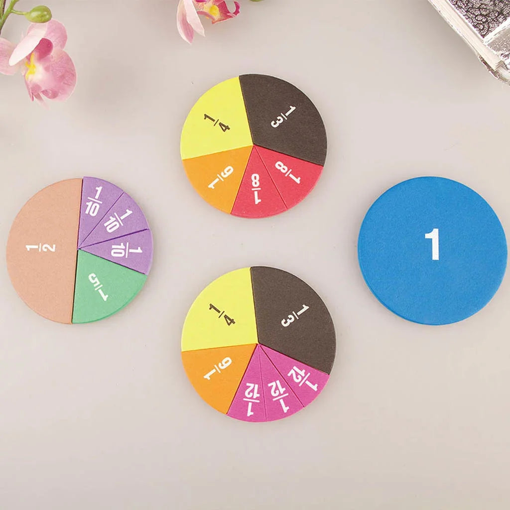 51Pcs Fractions Math Teaching Tool EVA Round Shape Instrument Kids Montessori Early Educational Math Development STEM Toy Gifts - My Store