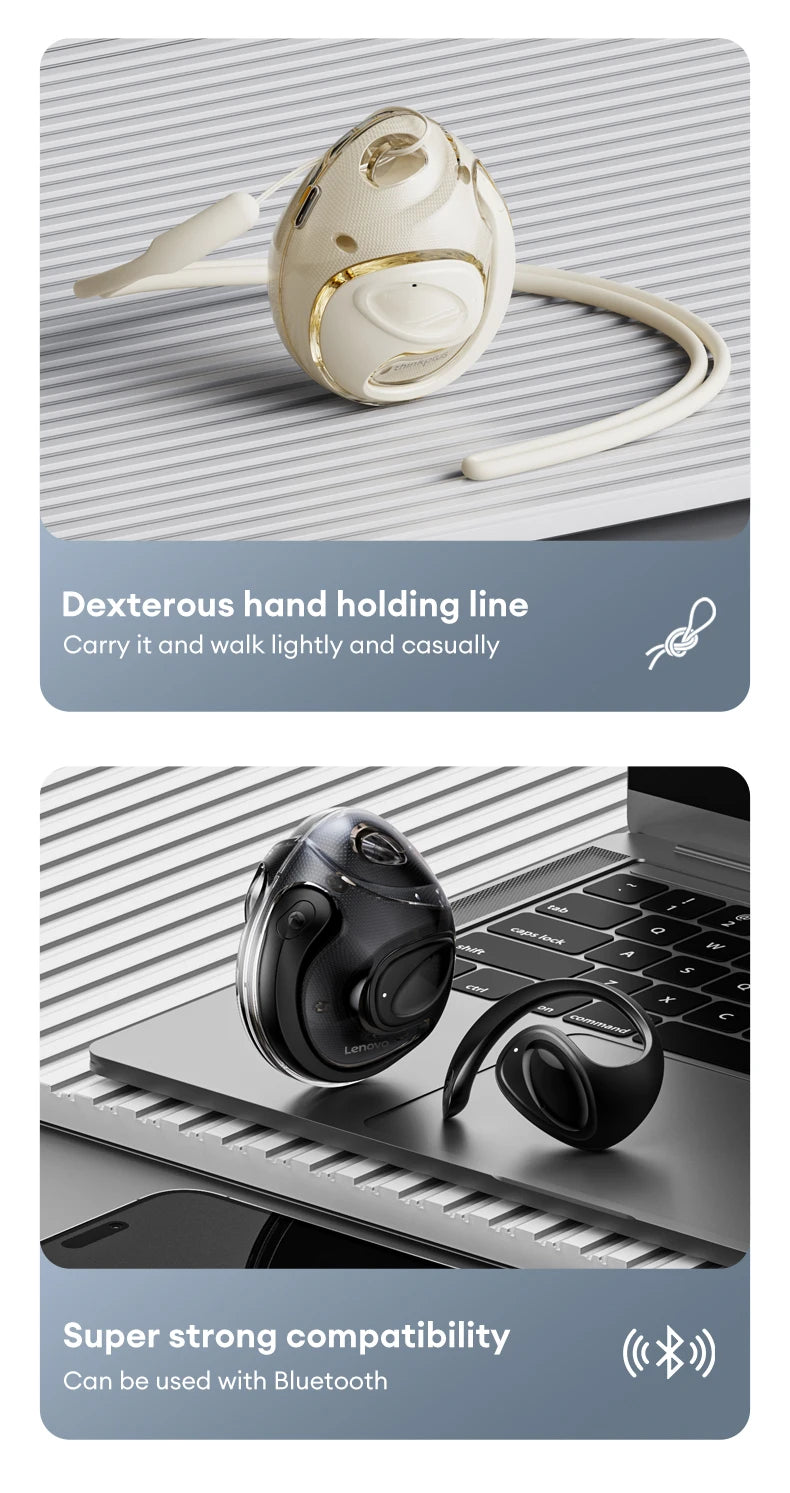 Choice New Lenovo X15 PRO Ⅱ OWS Bluetooth 5.4 Earphones Ear Hook Design Sport Earbuds HD HiFi Surround Sound Headphone - My Store