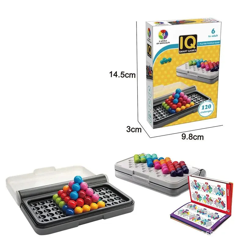 120 Challenges IQ 3D Puzzle Board Game Classic Pyramid Plate Pearl Logical Mind For Children Pyramid Beads Montessori Toys Gifts - My Store