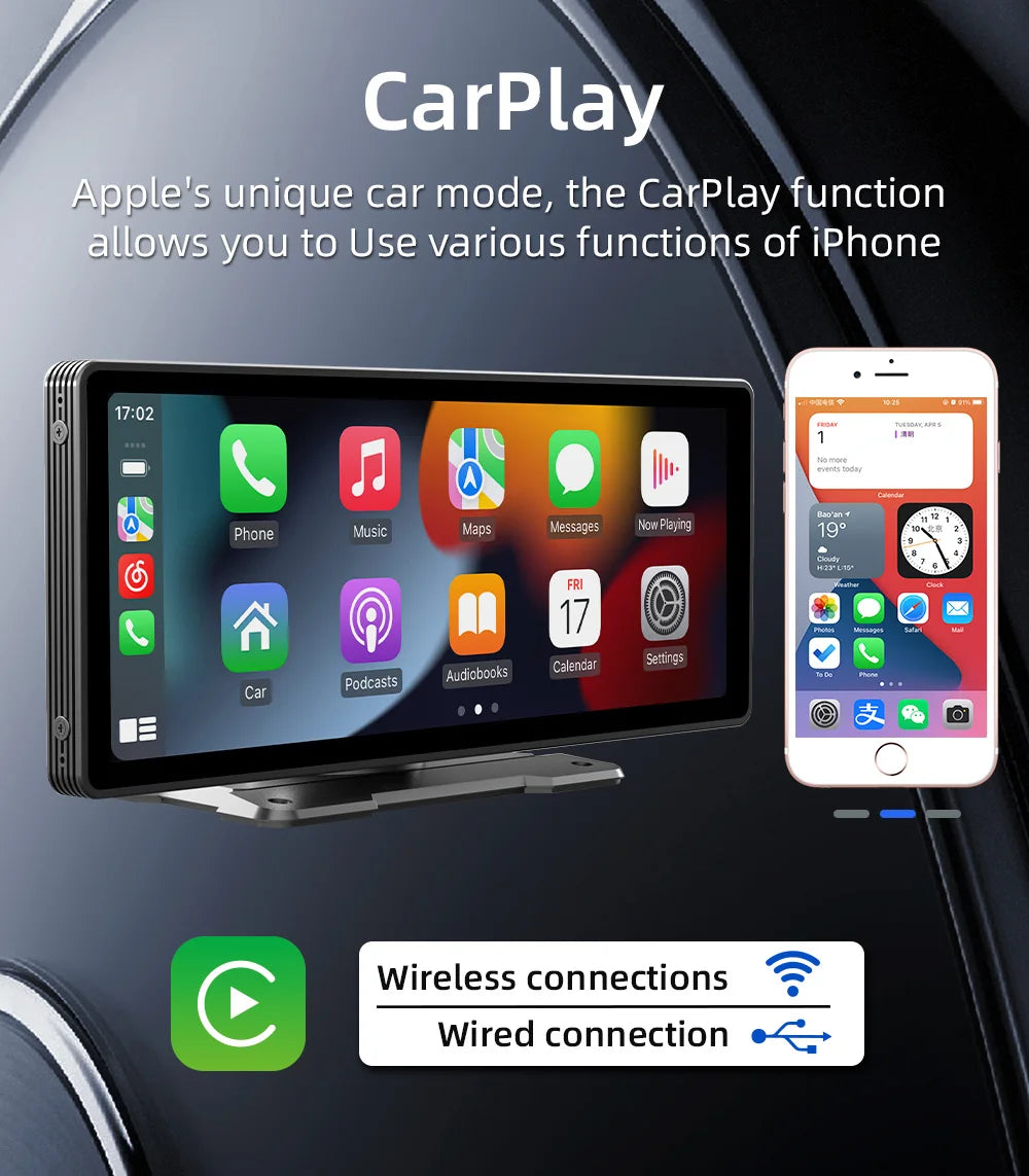Portable 10.26" Wireless CarPlay & Reversing Camera - MartHub