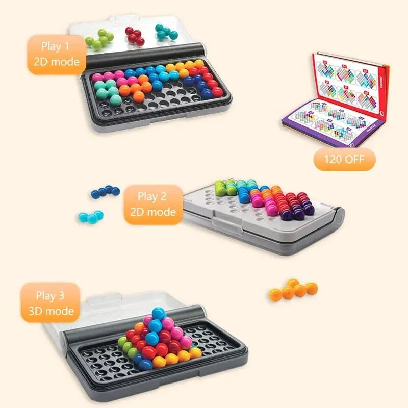 120 Challenges IQ 3D Puzzle Board Game Classic Pyramid Plate Pearl Logical Mind For Children Pyramid Beads Montessori Toys Gifts - My Store