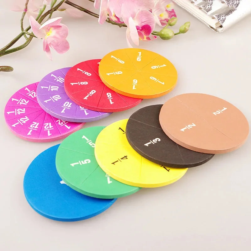 51Pcs Fractions Math Teaching Tool EVA Round Shape Instrument Kids Montessori Early Educational Math Development STEM Toy Gifts - My Store