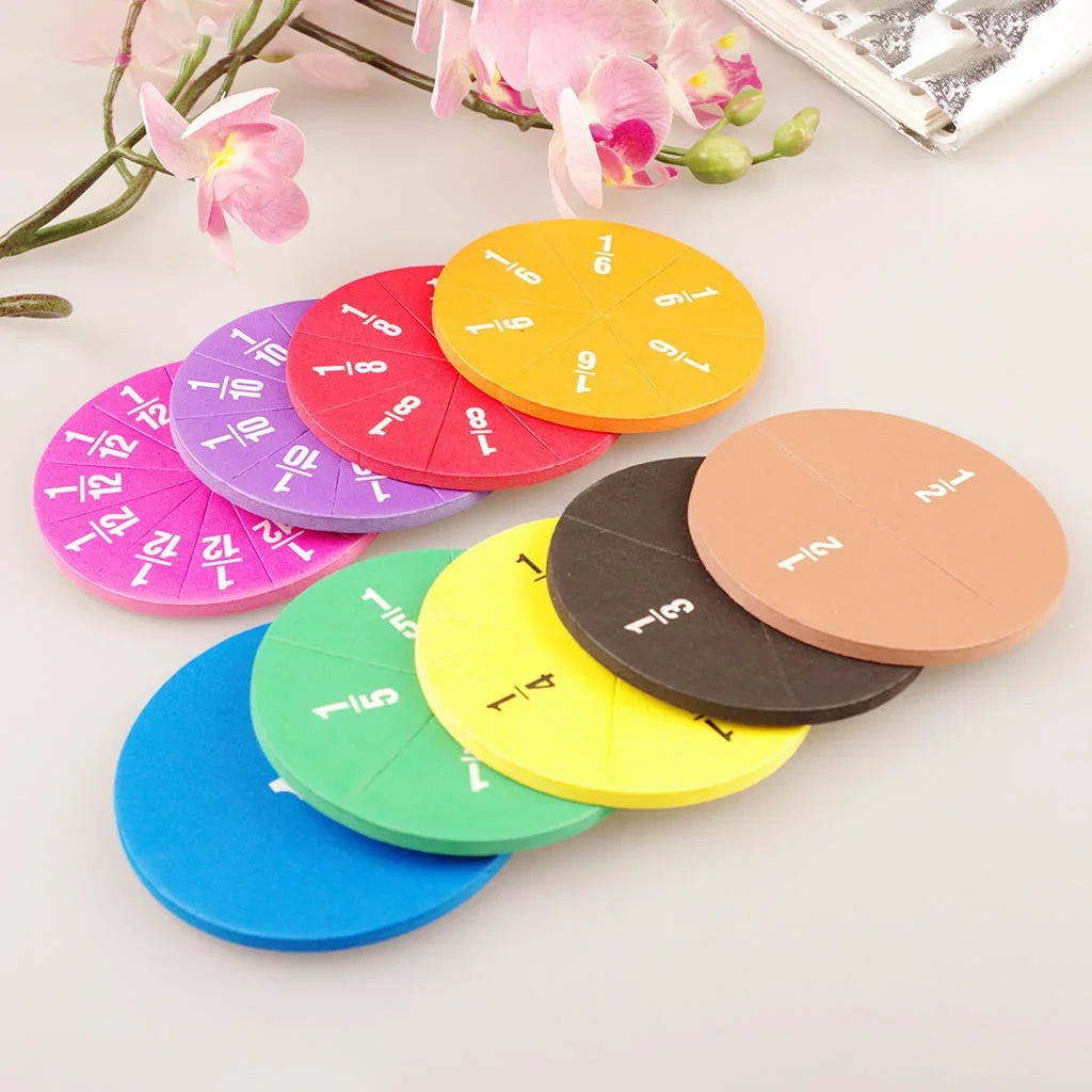 51Pcs Fractions Math Teaching Tool EVA Round Shape Instrument Kids Montessori Early Educational Math Development STEM Toy Gifts - My Store