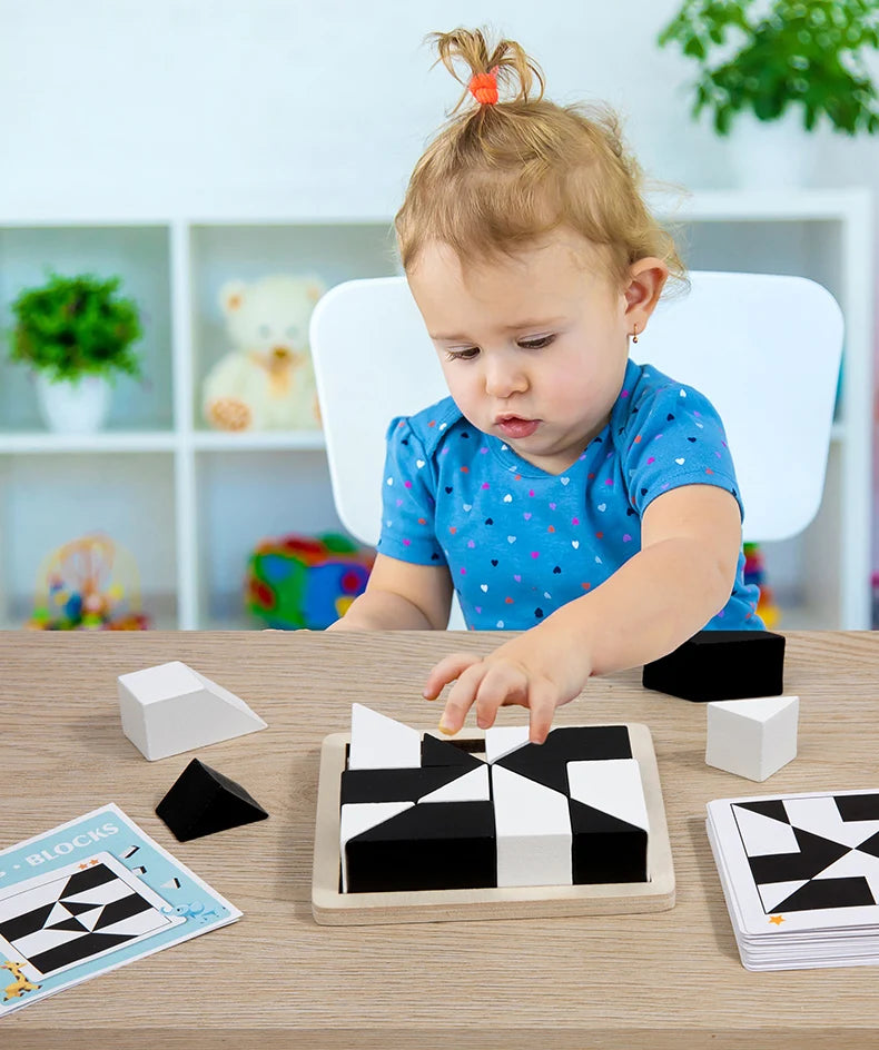 Wooden 3D Jigsaw Puzzle Montessori Geometric Shape Puzzles Building Blocks Kids Educational Logical Thinking Training Kids Gift - My Store