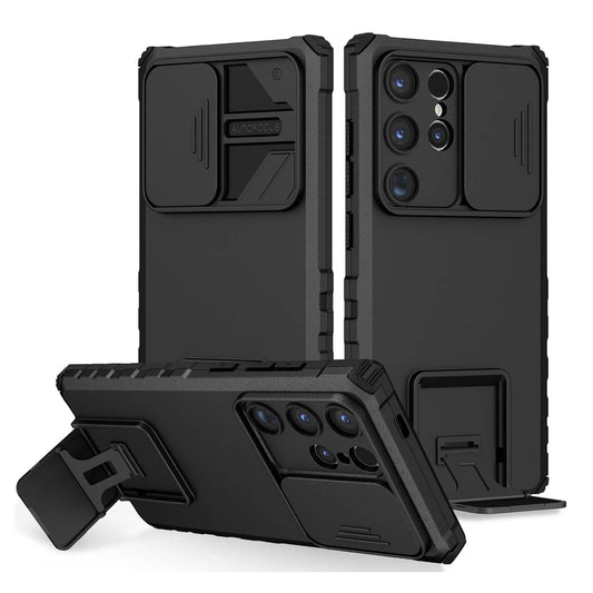 with Kickstand Slide Camera Lens Cover Rugged Shockproof Protection Cover Phone Case for Samsung GalaxyS24/S23/S22/S21Ultra/Plus - My Store