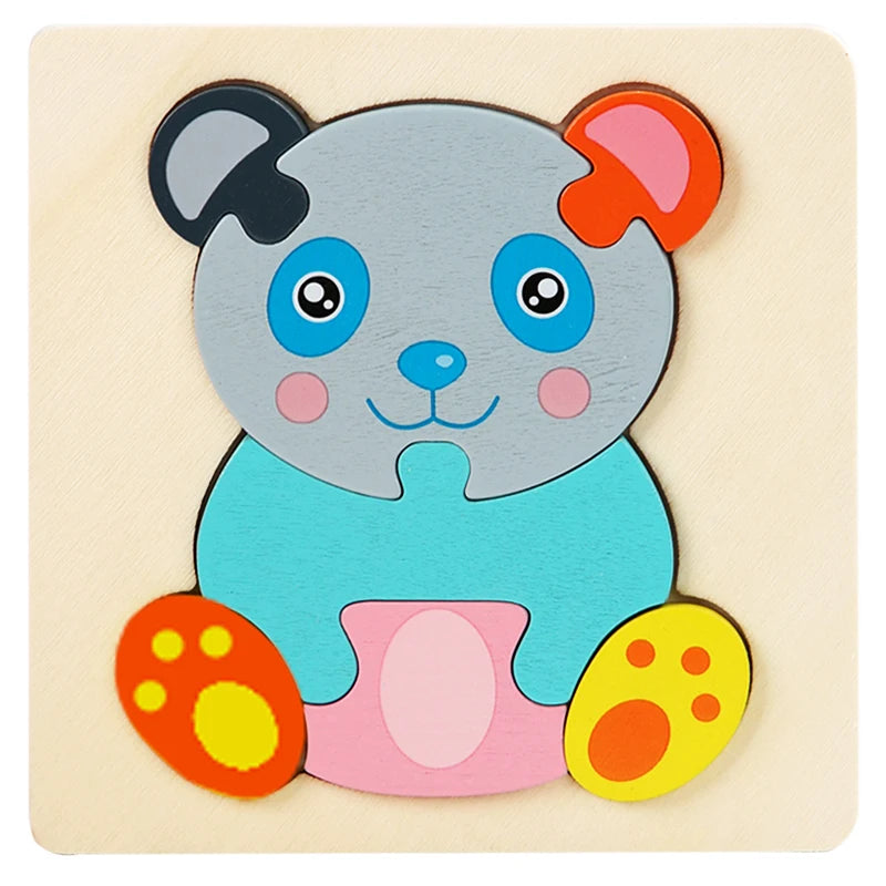 Wooden Puzzle Montessori Animals Carton Colorful Learning Education Toys Tangram Jigzaw Cognitive Wood For Children Kids Gift - My Store
