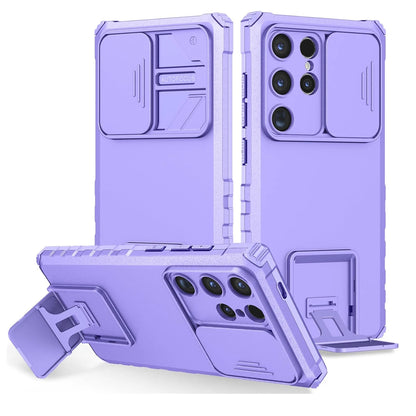 with Kickstand Slide Camera Lens Cover Rugged Shockproof Protection Cover Phone Case for Samsung GalaxyS24/S23/S22/S21Ultra/Plus - My Store