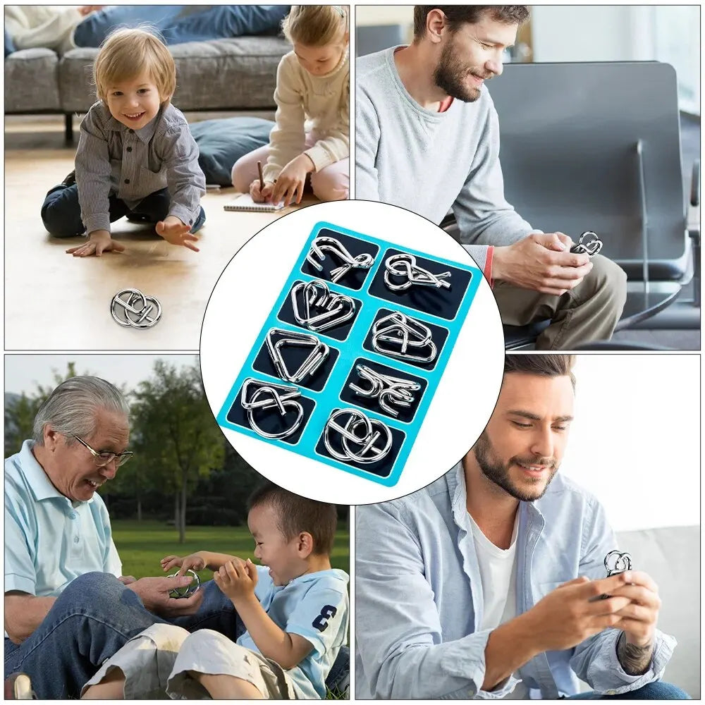 8 Pcs Montessori Series Metal Educational Toys Intelligence Interactive Game Unlock Widgets Kids Stress Relief Unique Toy - My Store