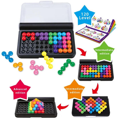 120 Challenges IQ 3D Puzzle Board Game Classic Pyramid Plate Pearl Logical Mind For Children Pyramid Beads Montessori Toys Gifts - My Store