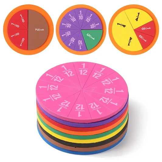 51Pcs Fractions Math Teaching Tool EVA Round Shape Instrument Kids Montessori Early Educational Math Development STEM Toy Gifts - My Store