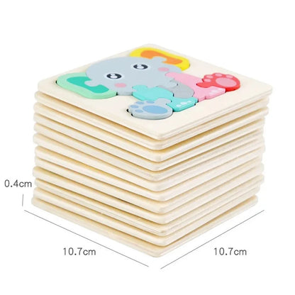 Wooden Puzzle Montessori Animals Carton Colorful Learning Education Toys Tangram Jigzaw Cognitive Wood For Children Kids Gift - My Store