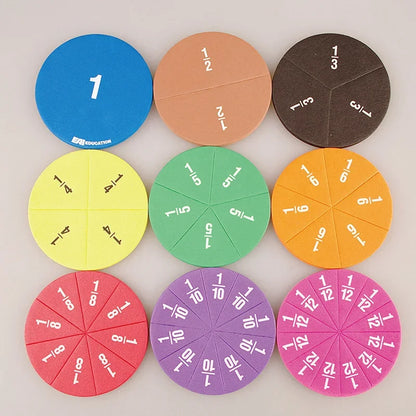 51Pcs Fractions Math Teaching Tool EVA Round Shape Instrument Kids Montessori Early Educational Math Development STEM Toy Gifts - My Store