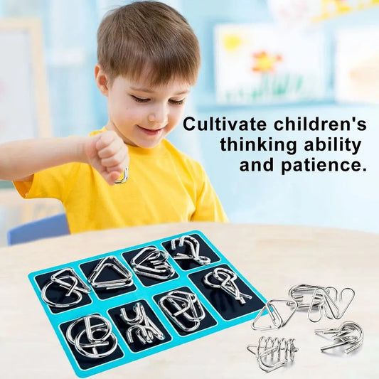 8 Pcs Montessori Series Metal Educational Toys Intelligence Interactive Game Unlock Widgets Kids Stress Relief Unique Toy - My Store