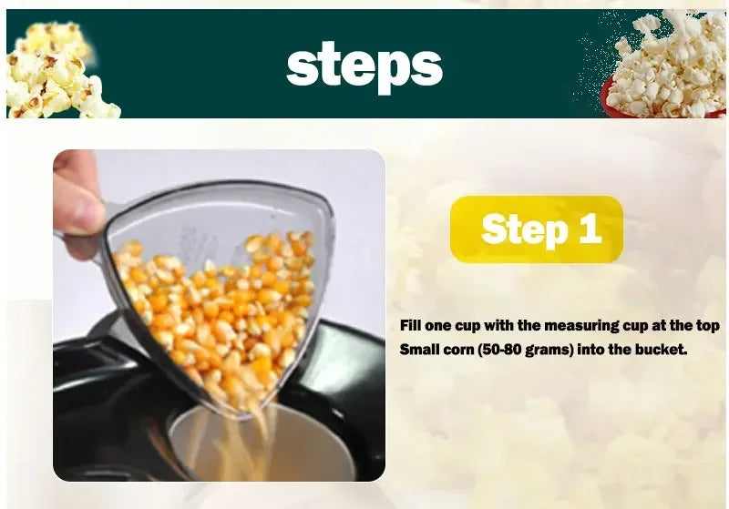Xiaomi Popcorn Machine High Popping Rate Fully Automatic Popcorn Maker Electric Air Popper Mini Popcorn Machine for Home Kitchen - My Store