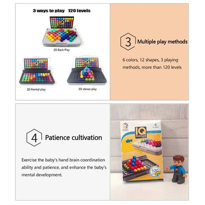 120 Challenges IQ 3D Puzzle Board Game Classic Pyramid Plate Pearl Logical Mind For Children Pyramid Beads Montessori Toys Gifts - My Store