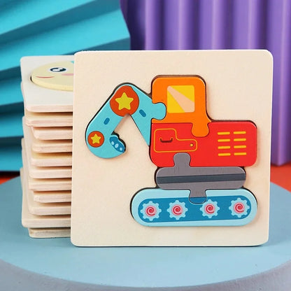 Wooden Puzzle Montessori Animals Carton Colorful Learning Education Toys Tangram Jigzaw Cognitive Wood For Children Kids Gift - My Store