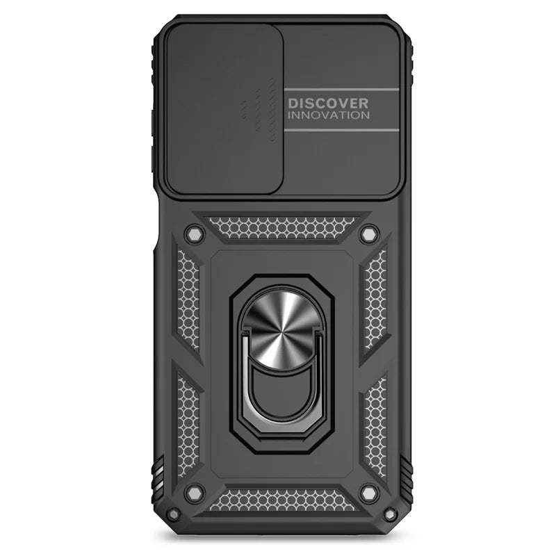 Slide Camera Lens Military Grade Armor Case For Samsung Galaxy A15 A25 A35 A55 5G Phone Holder Ring Stand Cover - My Store
