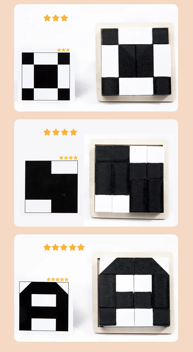 Wooden 3D Jigsaw Puzzle Montessori Geometric Shape Puzzles Building Blocks Kids Educational Logical Thinking Training Kids Gift - My Store
